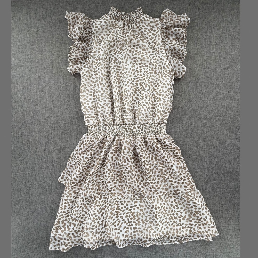 Express Mini Dress Tiered‎ Ruffle High neck Cinched waist XS Lined